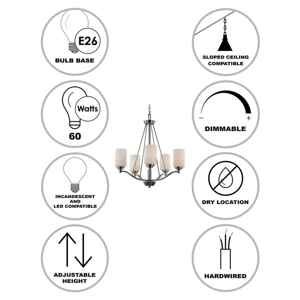 Trans Globe Lighting 70525 Mod Pod 5 Light 25" Wide Chandelier - Nickel