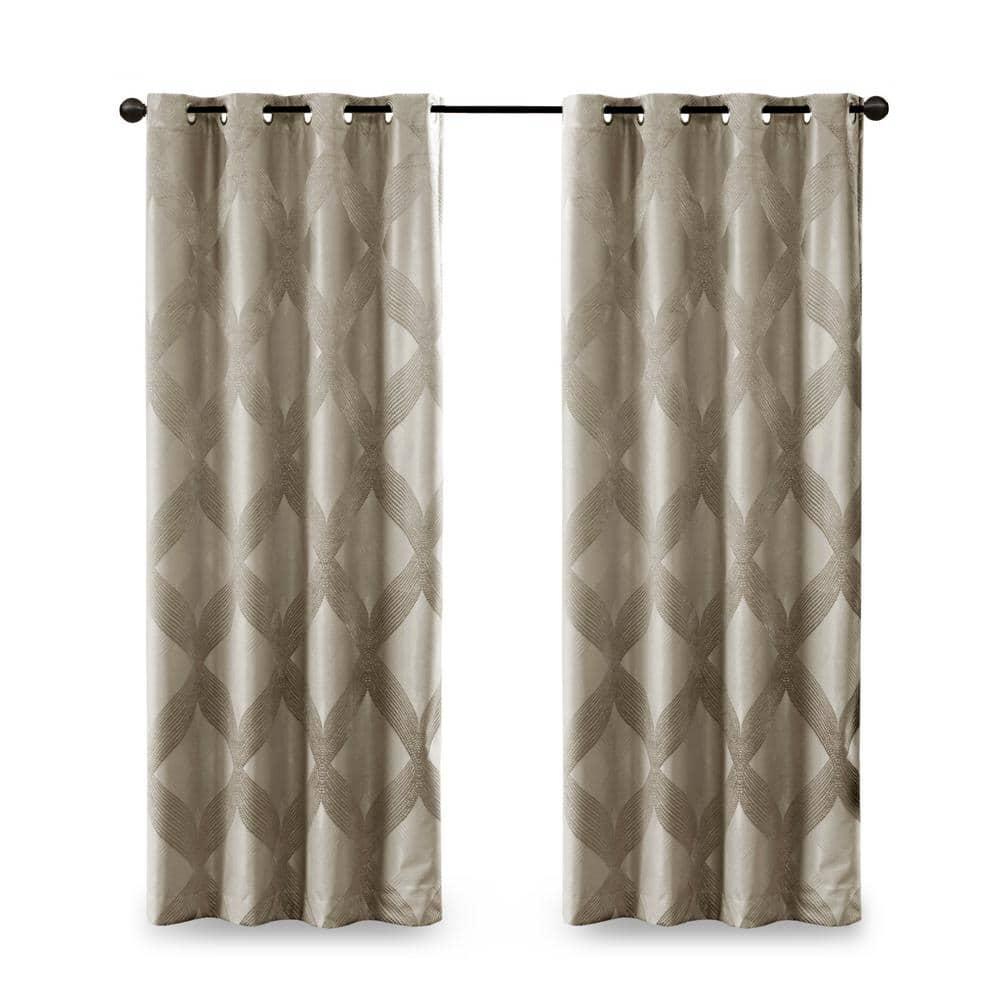 Madison Park Bentley Ogee Knitted Jacquard Geometric Total Blackout Single Curtain Panel