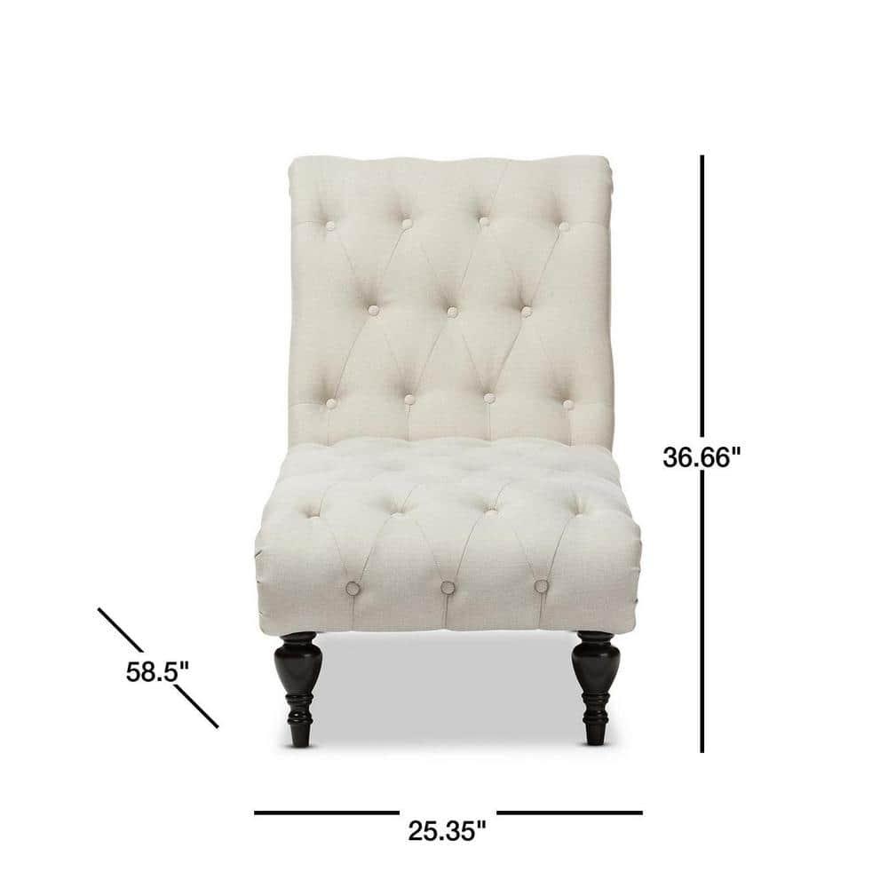 Baxton Studio Layla Mid-century Modern Light Beige Fabric Upholstered Button-tufted Chaise Lounge