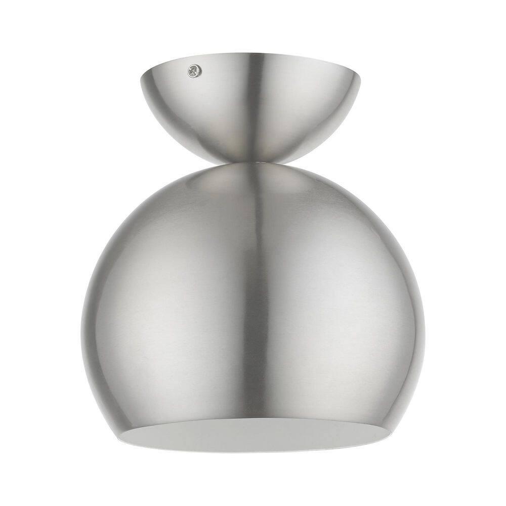 Livex Lighting Stockton 1 - Light Semi-Flush Mount in  Brushed Nickel/Polished Chrome