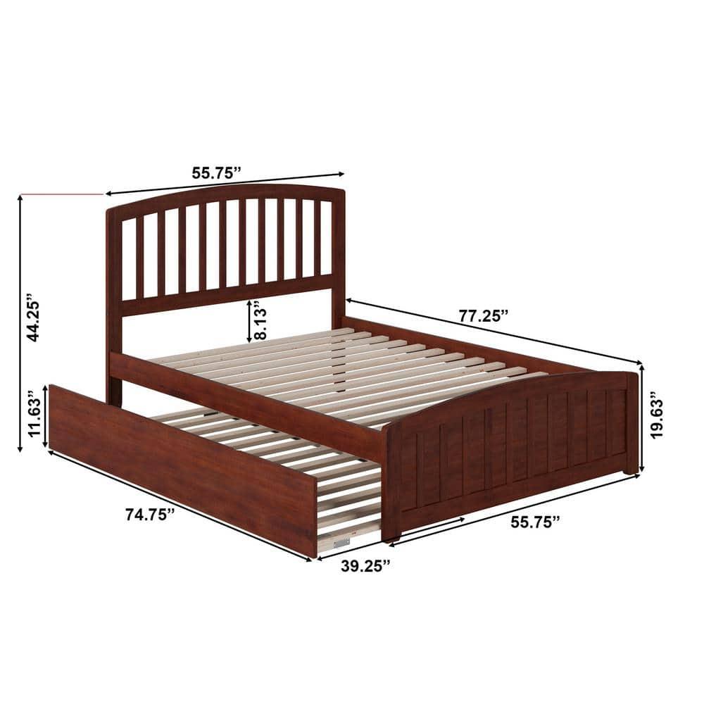 Richmond Full Platform Bed with Matching Foot Board with Twin Size Urban Trundle Bed in Walnut
