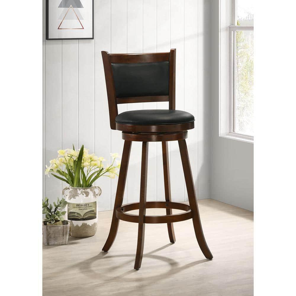 Coaster Upholstered Faux Leather Swivel Bar Stools in Black