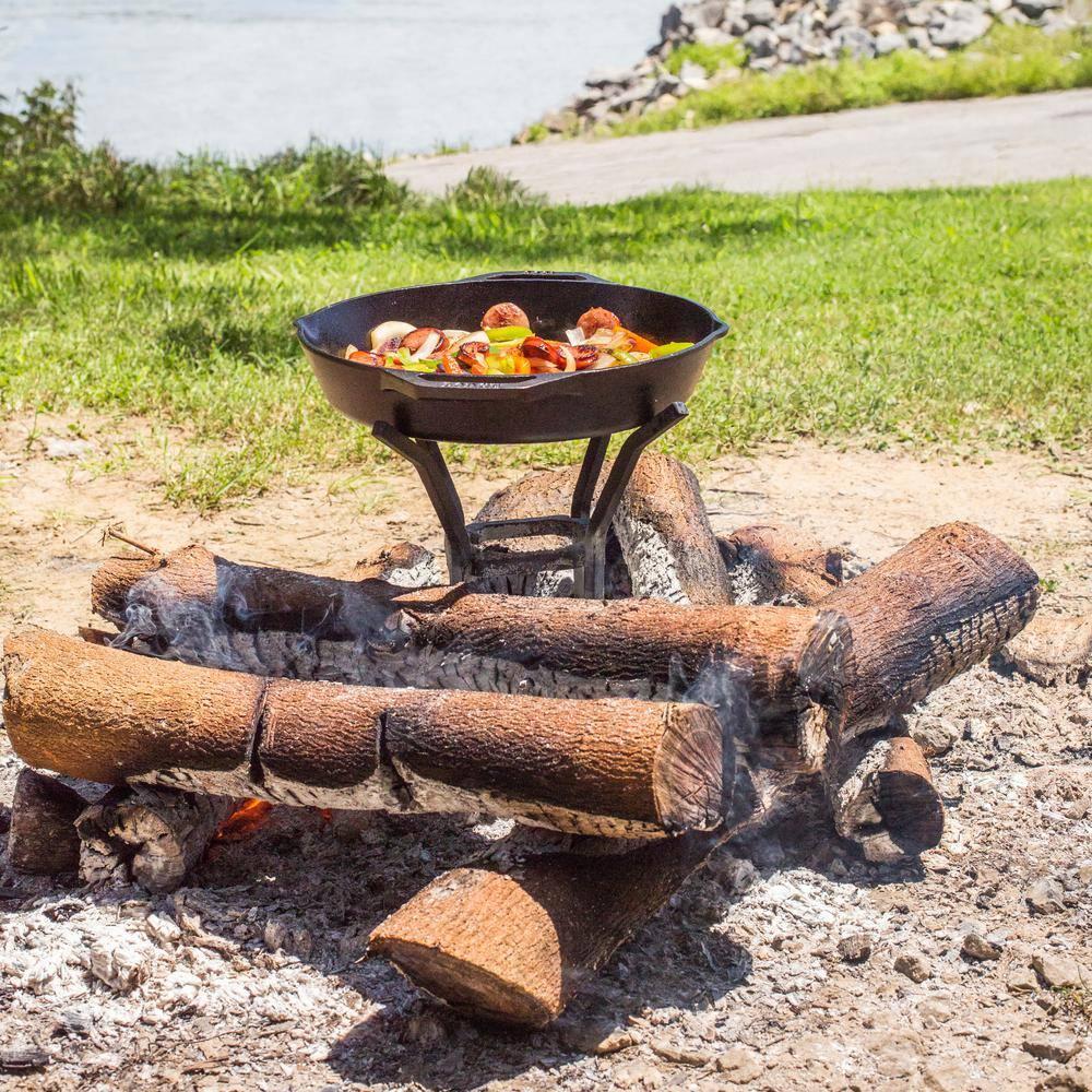 Lodge 13.75" x 1.50" Cast Iron Fire Pit with Cook Stand