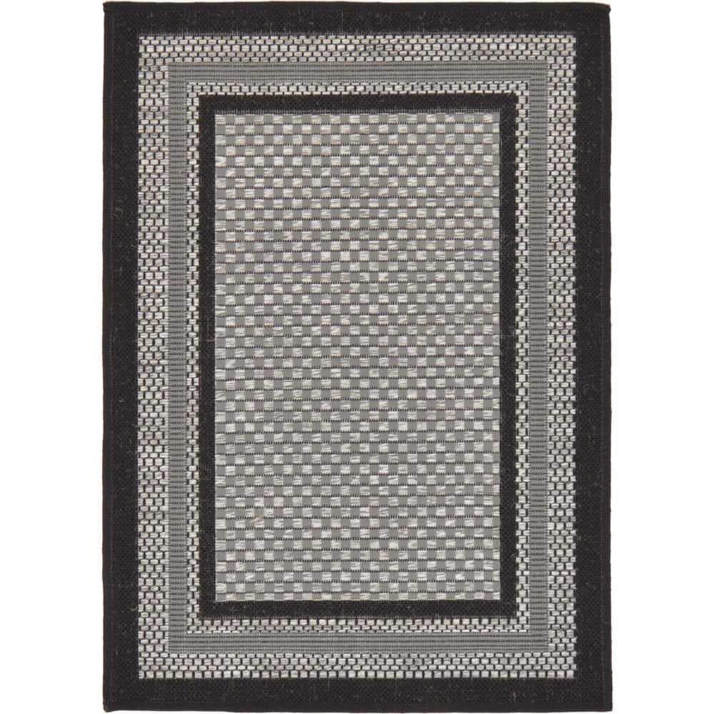 Unique Loom Outdoor Border Collection Area Rug - Multi Border (2' 2" x 3' Rectangle Gray/Black)