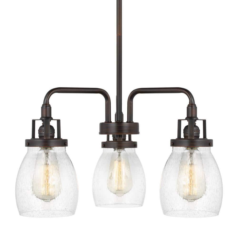 Belton 52'' Bronze 3-Light Chandelier with Clear Seeded Glass