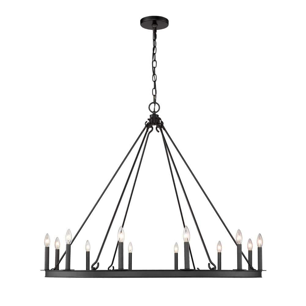 Matte Black 12-Light Candle-Inspired Chandelier