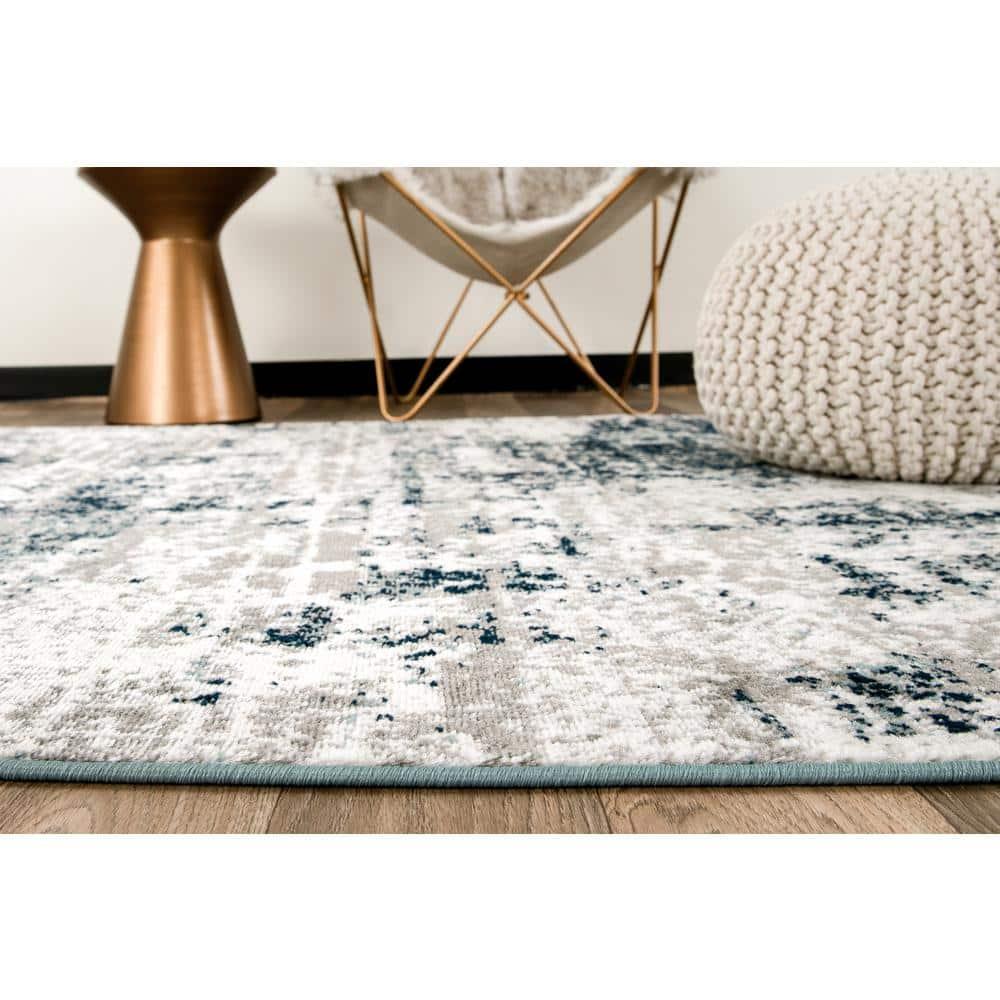 World Rug Gallery Distressed Abstract Area Rug - Blue 2'7"x6'