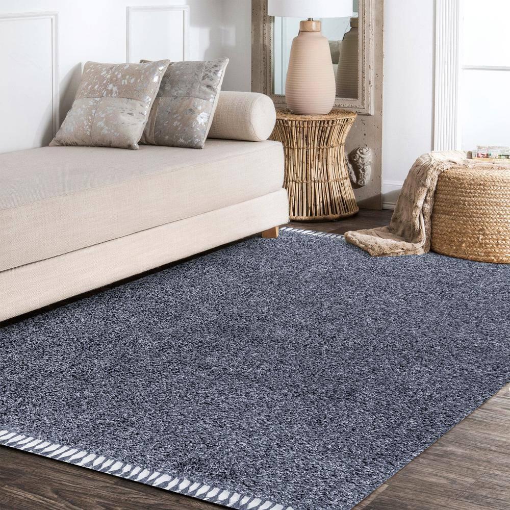 3'x5' Mercer Shag Plush Tassel Area Rug, Denim - JONATHAN Y