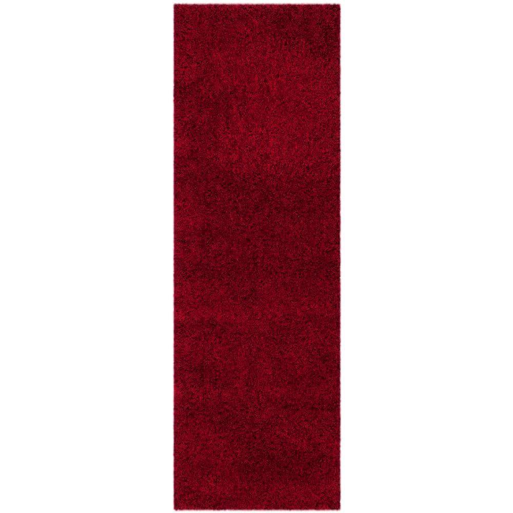Shag SG151 Power Loomed Indoor Runner Rug - Red - 2'3"x7' - Safavieh.