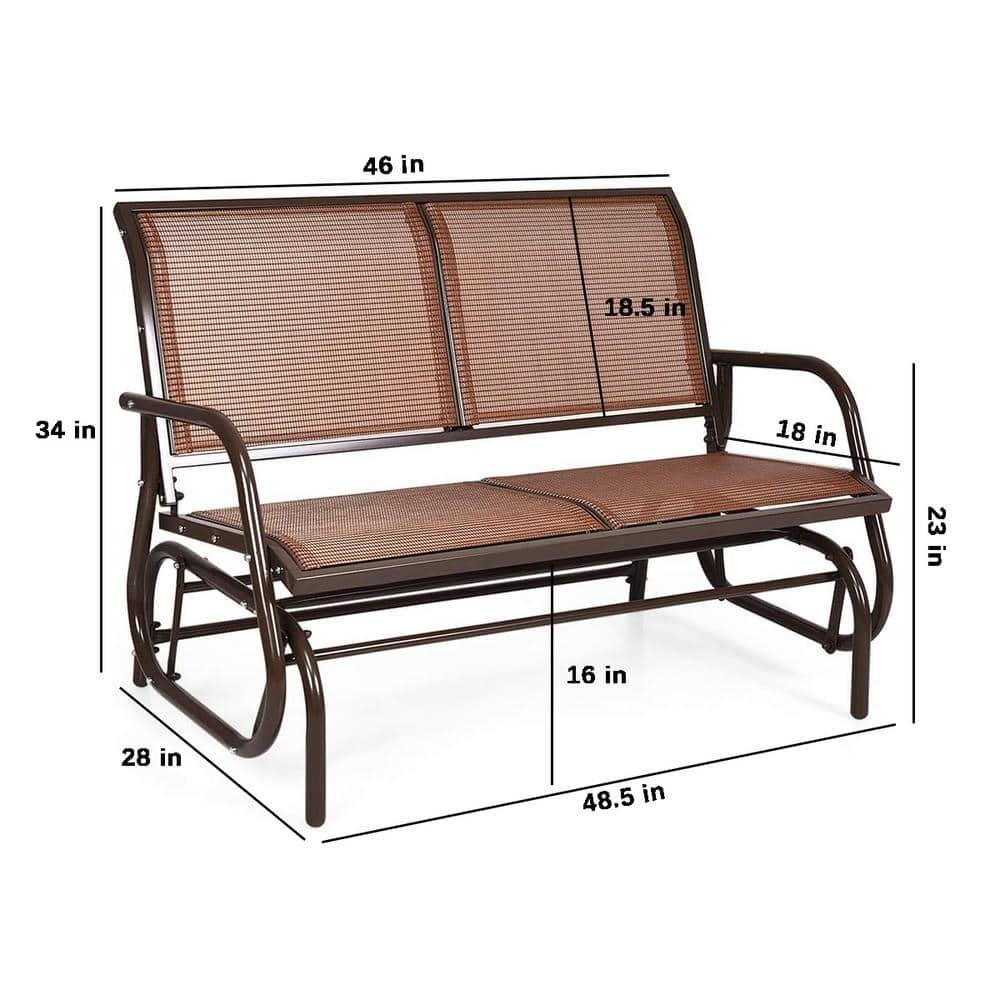 Costway 48'' Outdoor Patio Swing Glider Bench Chair Loveseat Rocker Lounge Backyard Brown