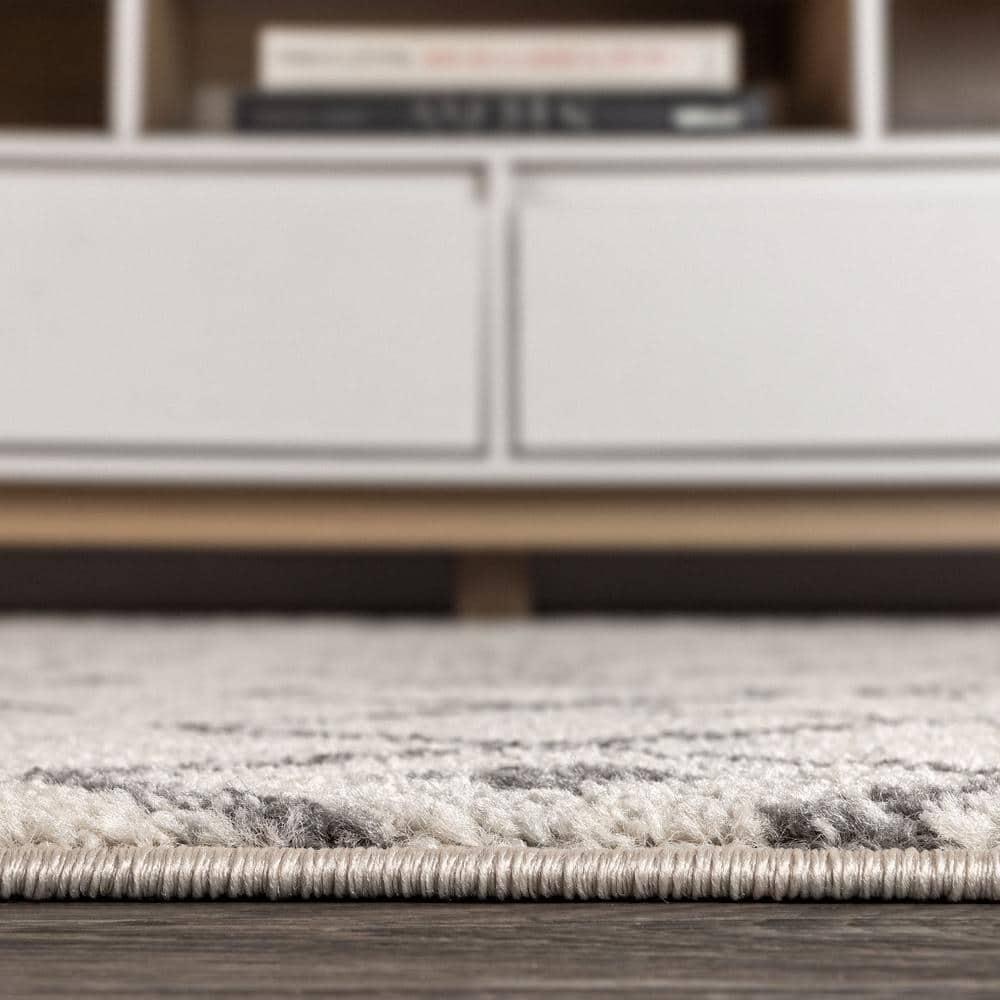 4'x6' Aksil Moroccan Beni Souk Area Rug, Cream/Gray - JONATHAN Y