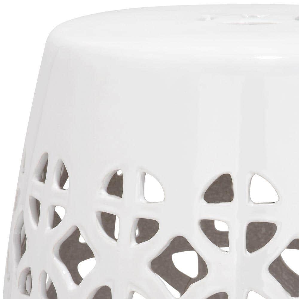 Circle Lattice Garden Stool - Indoor/Outdoor - ACS4508 - White - Safavieh