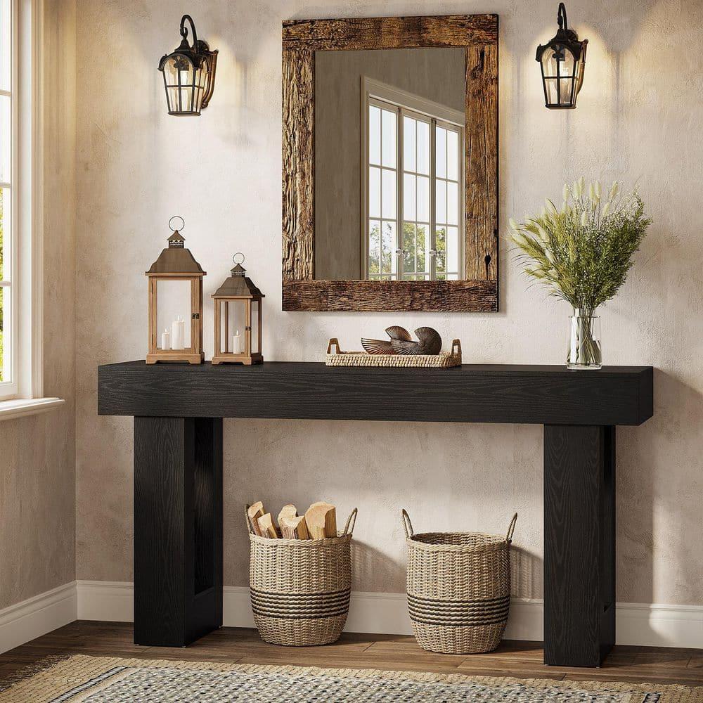 GIODIR 63 Inch Long Console Table, Rustic Wooden Sofa Table Behind Couch, Farmhouse Entryway Table, Industrial Accent Furniture For Entrance, Foyer, Hallway, Living Room