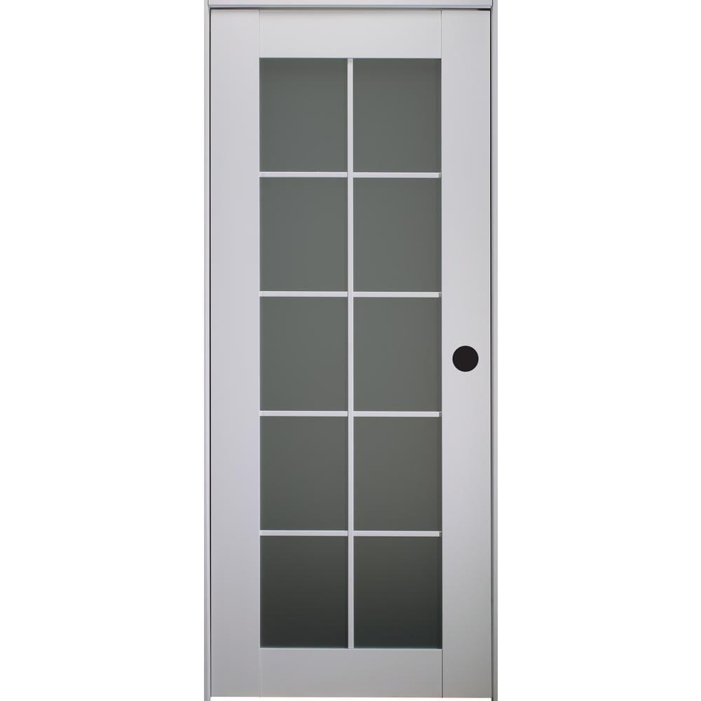 Smart Pro 10-Lite Frosted Glass White Composite Wood Prehung Interior Door