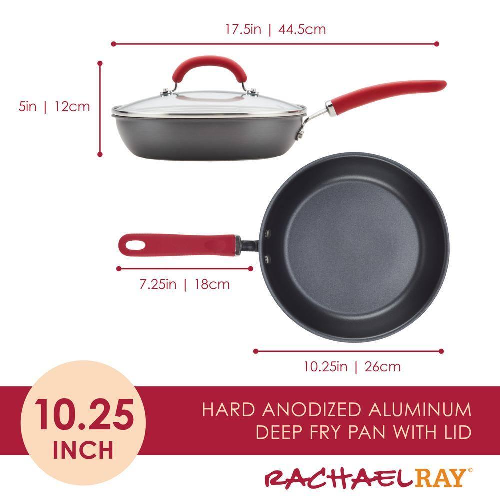Rachael Ray Rachael Ray Create Delicious Hard Anodized Aluminum Nonstick Deep Frying Pan, 10.25-Inch