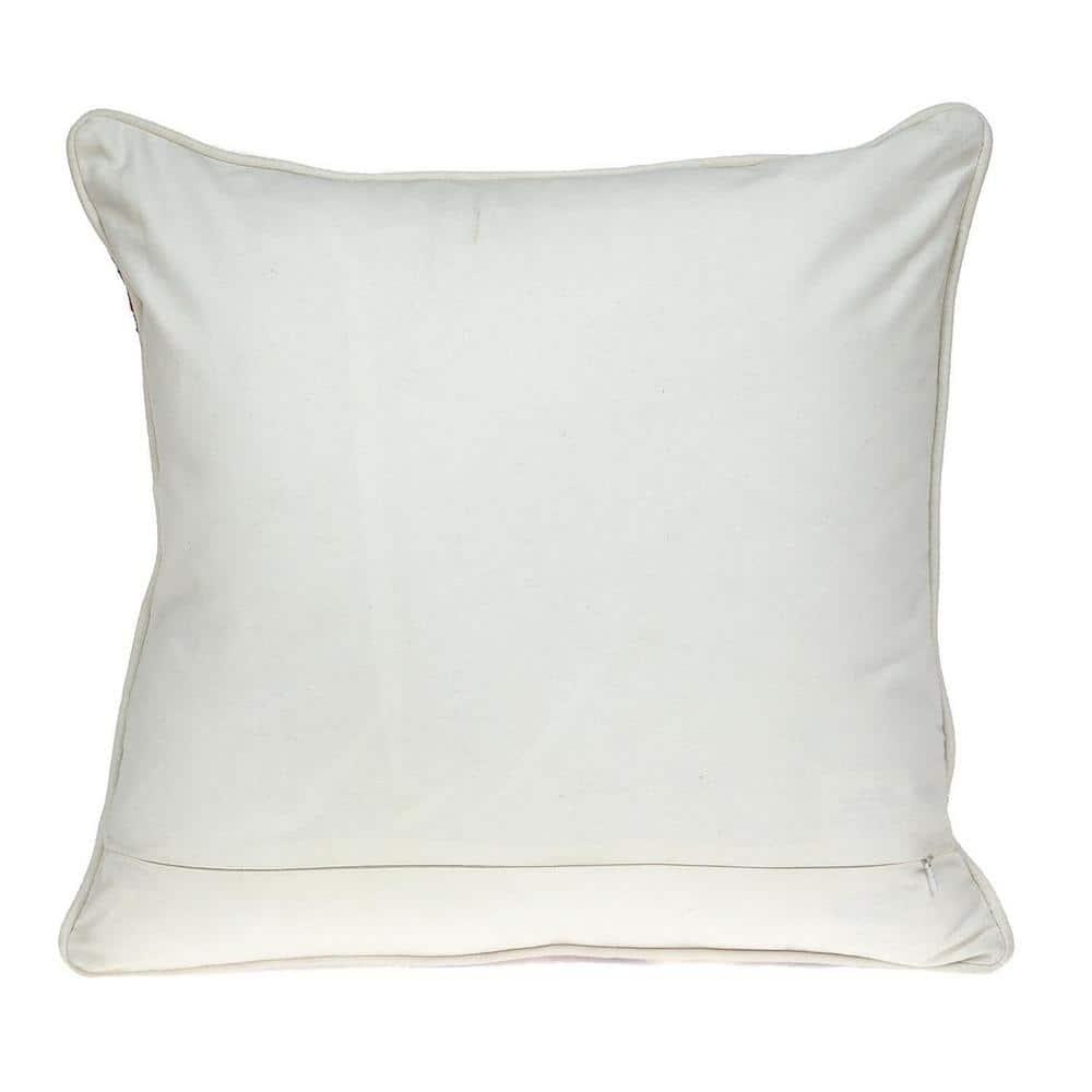 Parkland Collection 20" Beige and Pink Cotton Throw Pillow