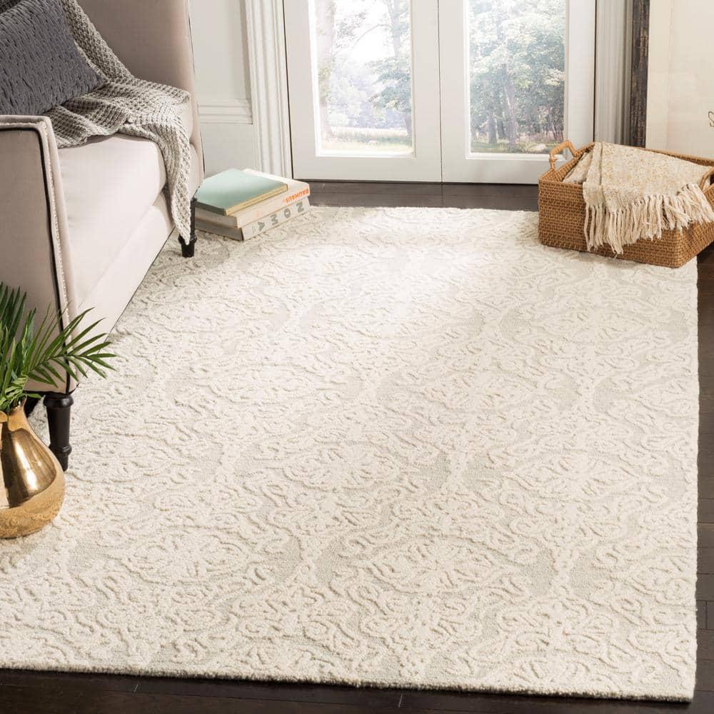 Blossom BLM112 Hand Tufted Indoor Area Rug - Silver/Ivory - 9'x12' - Safavieh