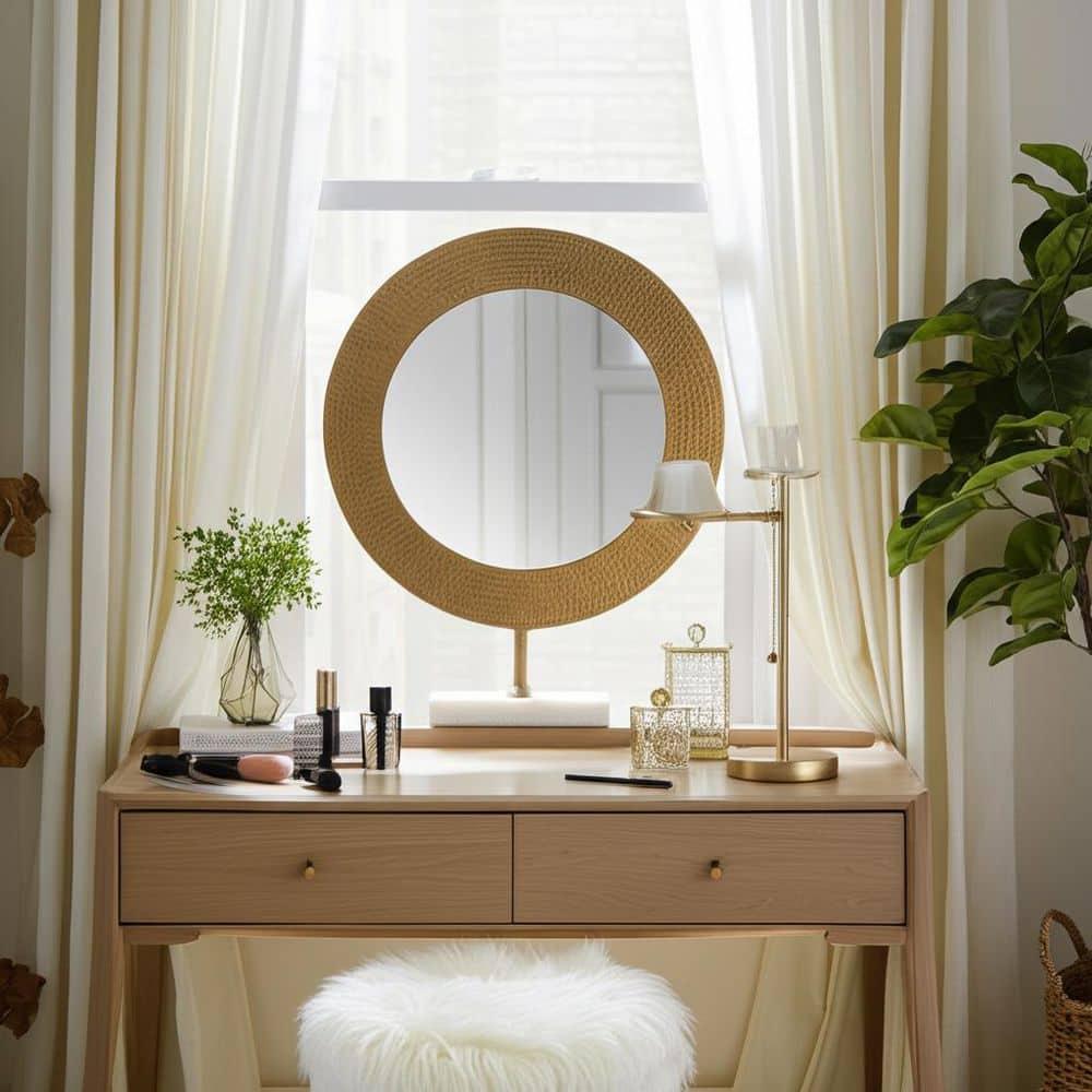 Sagebrook Home Metal 21" Hammered Mirror On Stand, Gold