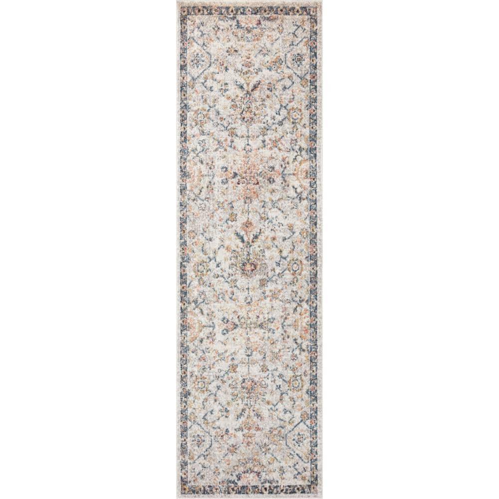 Loloi II Cassandra Collection CSN-03 Dove / Navy Oriental Area Rug 2'-6" x 7'-9"