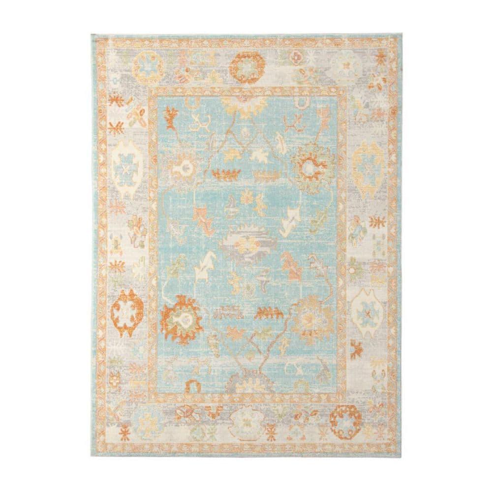 Bordered Floral Durable Performance Indoor/Outdoor Area Rug