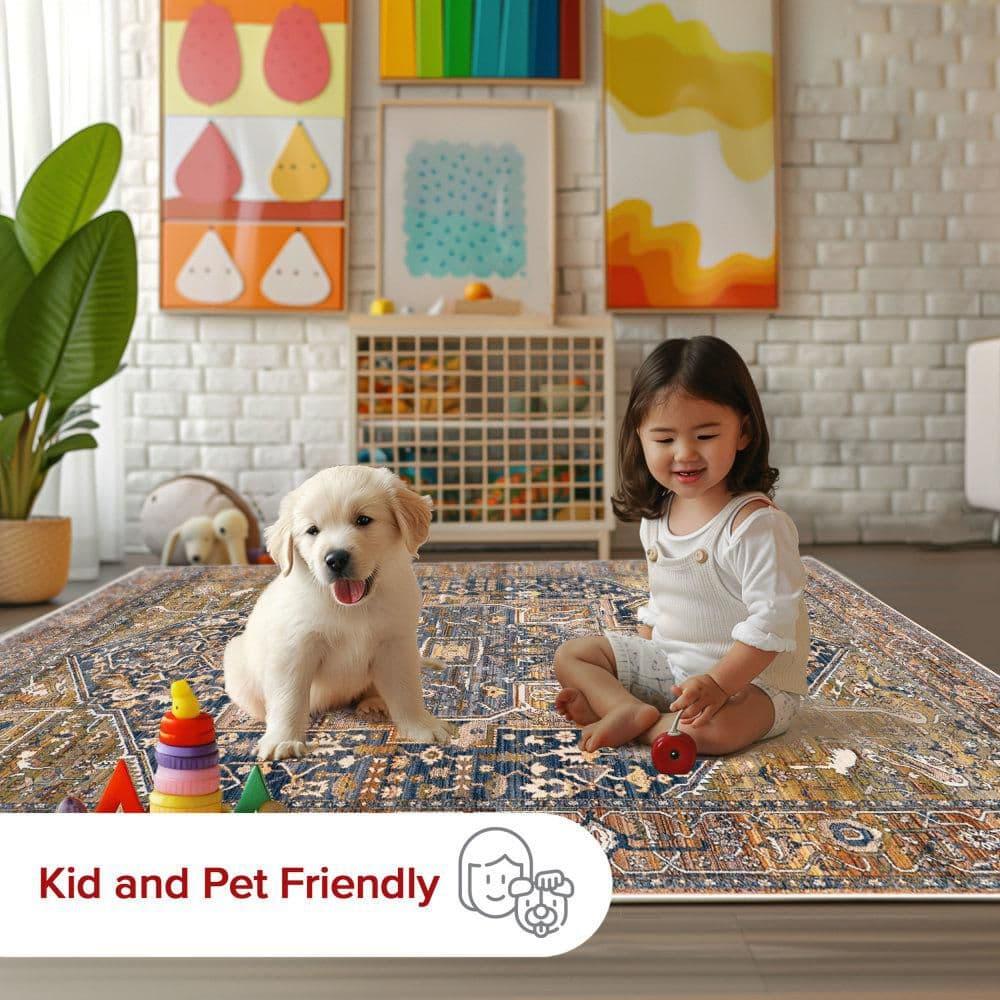Nuloom Harriet Medallion 8 Square Indoor Area Rug for Living Room Bedroom Dining Room Kitchen, Rust/Multicolor