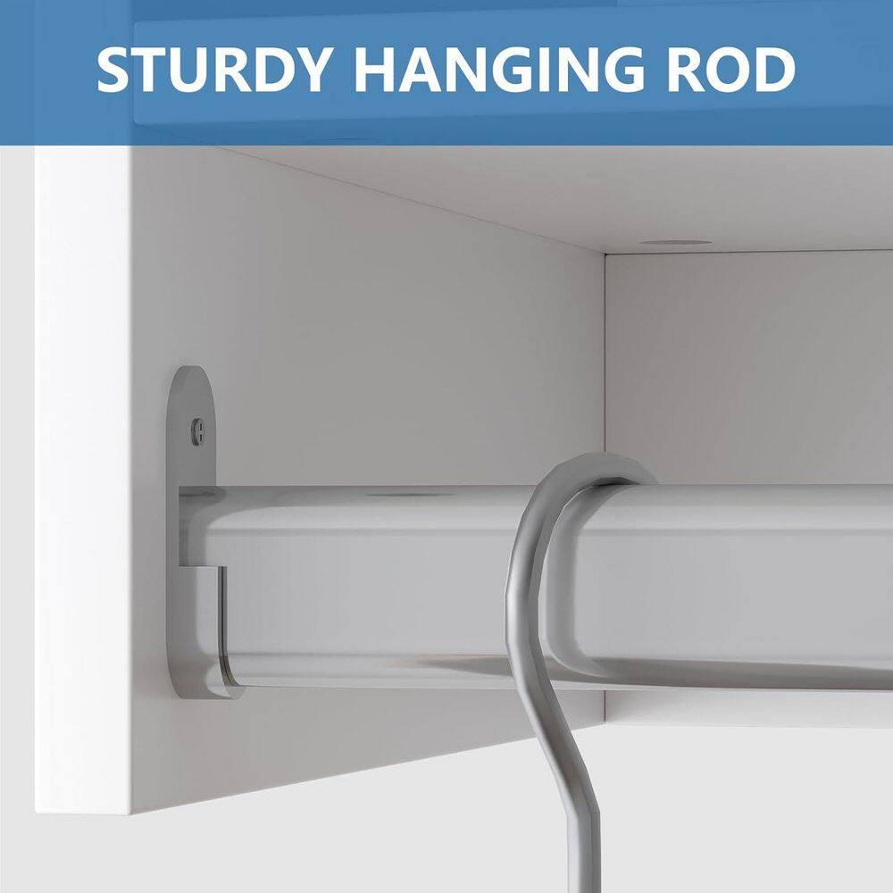 25.5 in. White Walk-in Modular Double Hanging Tower Unit with 1-Shelf, Wall Mount Wood Closet System