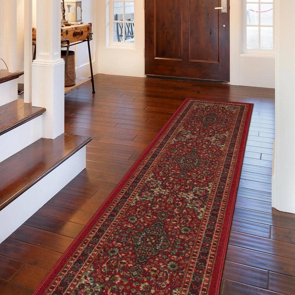 Ottohome Non-Slip Medallion Area Rug For Living Room, Hallway Runner, Entryway Rug, Seafoam Green