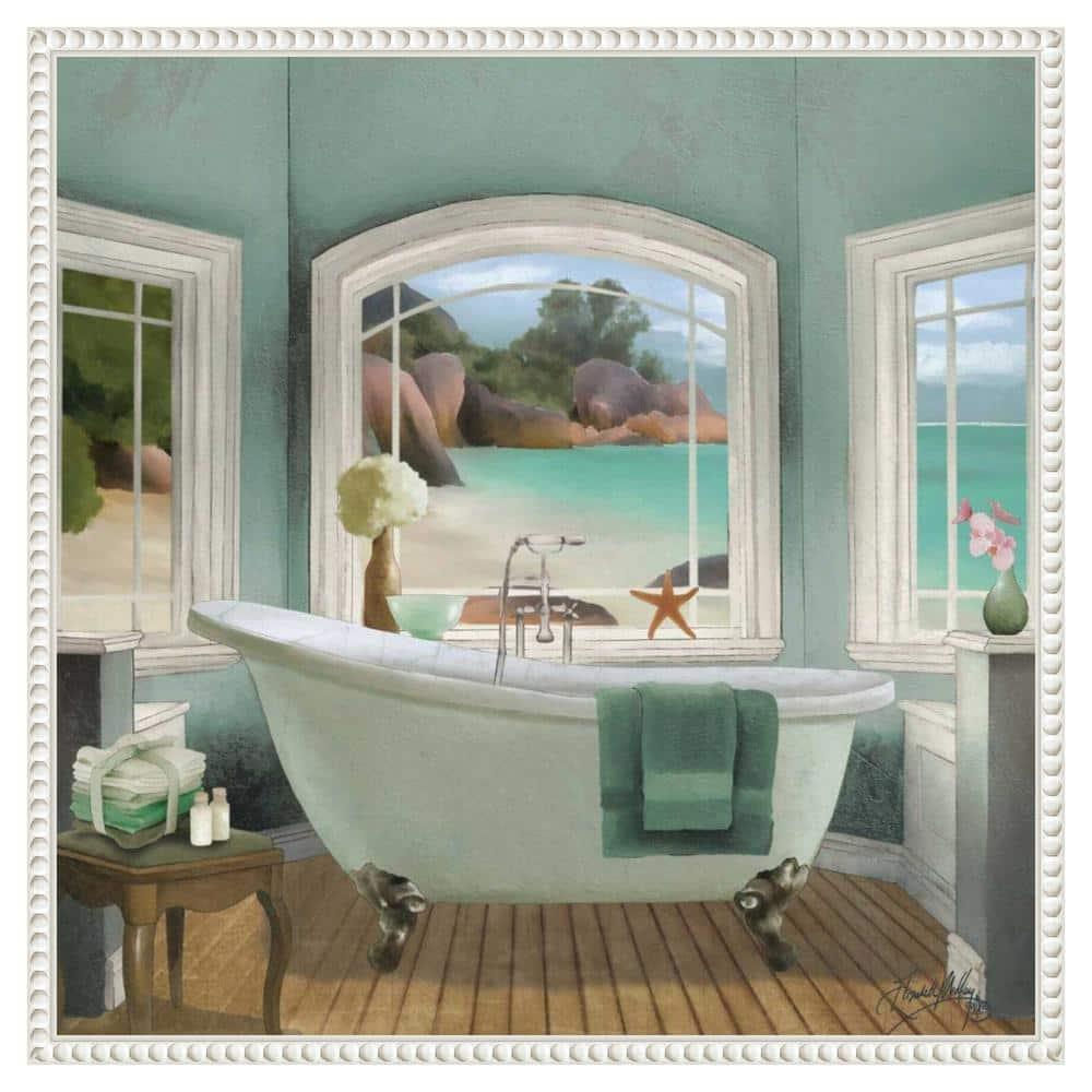 Amanti Art Oceanview Bath II by Elizabeth Medley Canvas Wall Art Print Framed 22 x 22-in.