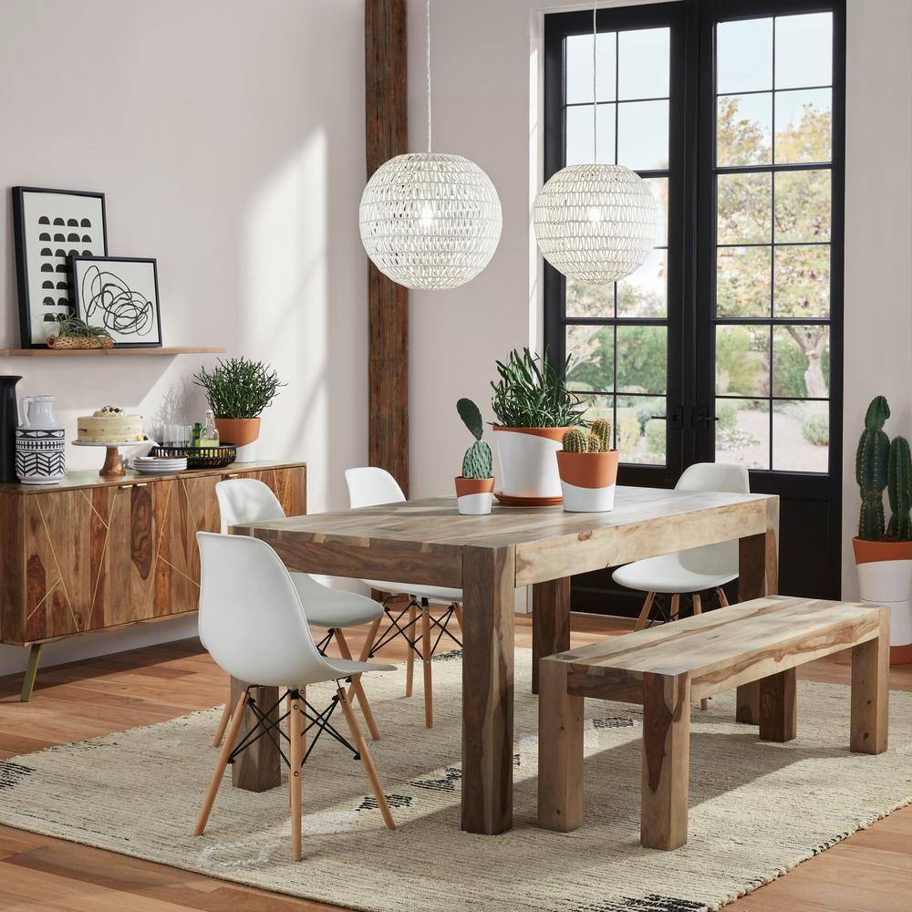 Baxton Studio Set of 4 Sydnea Mid Century Modern Acrylic Wood Finished Dining Chairs White: MDF Frame, Spot Clean