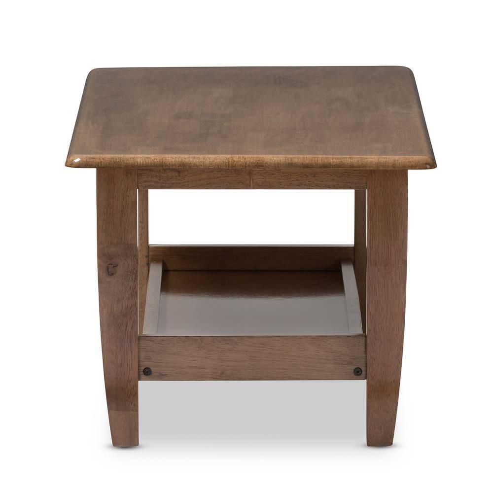 Pierce Mid-Century Modern Finished Coffee Table: Rubberwood Shelf, Lounge Style - Baxton Studio