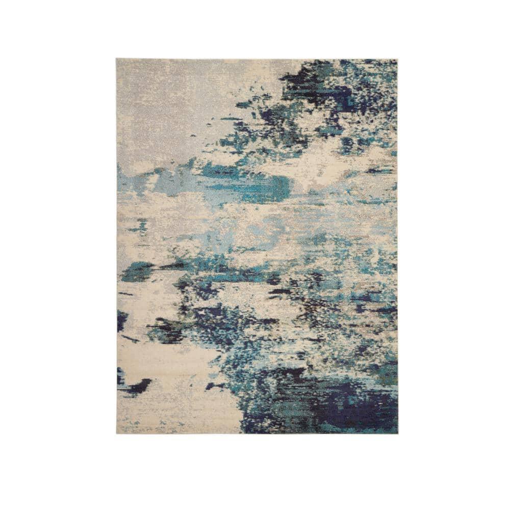 Nourison Celestial CES02 Indoor only Area Rug - Ivory/Teal Blue 9' x 12'