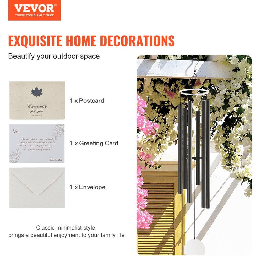 Vevor JSFLHS66INCH8UZWQV0 66 in. Outside Aluminum Memorial Deep Tone Wind Chimes - Black