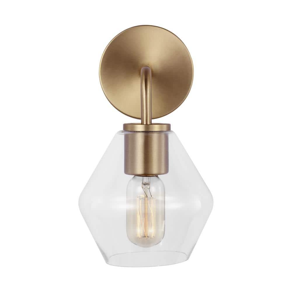 Rooks Single Light Glass Steel Dimmable Armed Sconce