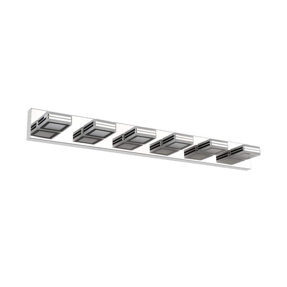 GlamourGaze 39 in. 6-Light Chrome LED Vanity Light with Bathroom