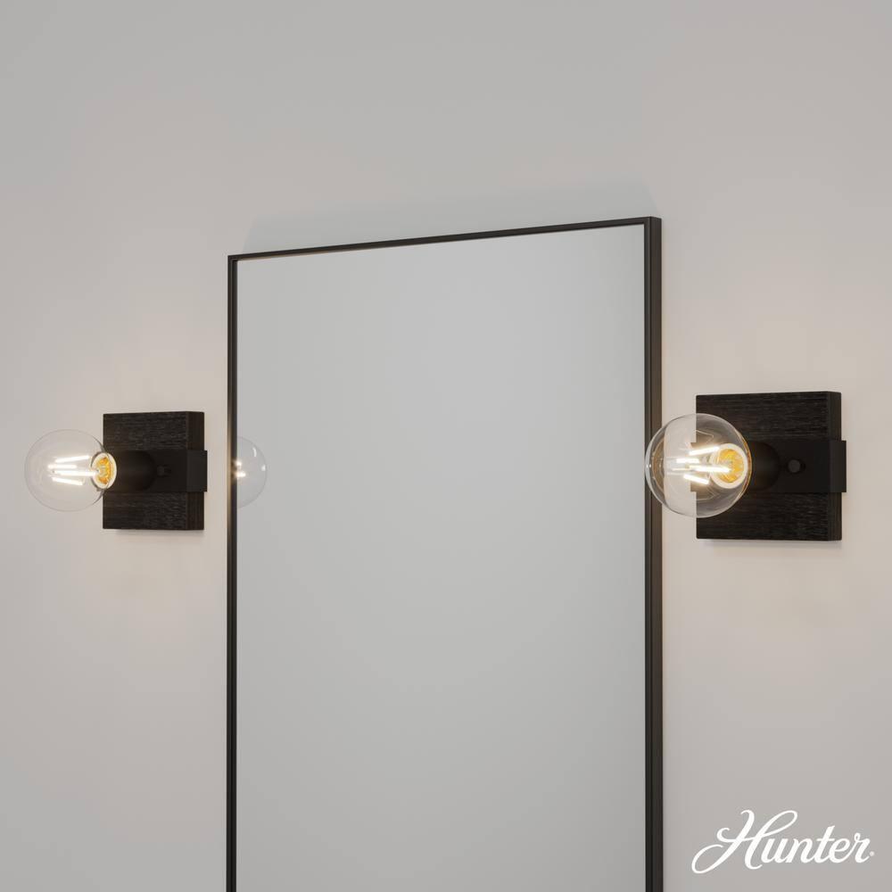 Hunter Fan Donelson Natural Black Iron and Dark Ash Sconce Wall Light Fixture: ETL Listed, Dimmable, Metal Body