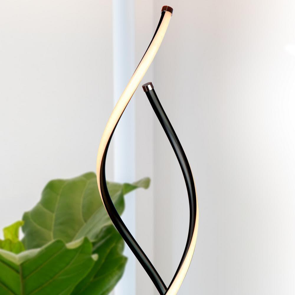 Brightech Embrace 40–60" 2-in-1 Modern LED Spiral Floor and Table Lamp with Black Finish, Adjustable Height, and Built-In 3-Way Dimmer