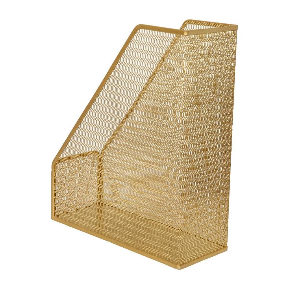 Martha Stewart Mesh Metal Single Slot Magazine File Holder Gold
