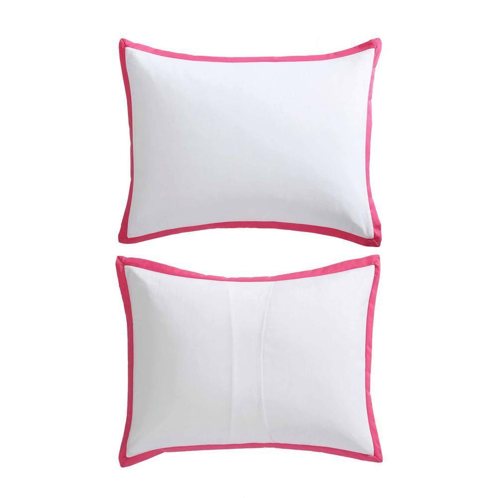 Betseyville 3pc Twin Signature Hotel Microfiber Comforter Set White/Pink: Modern Bedding with Sham & Throw Blanket