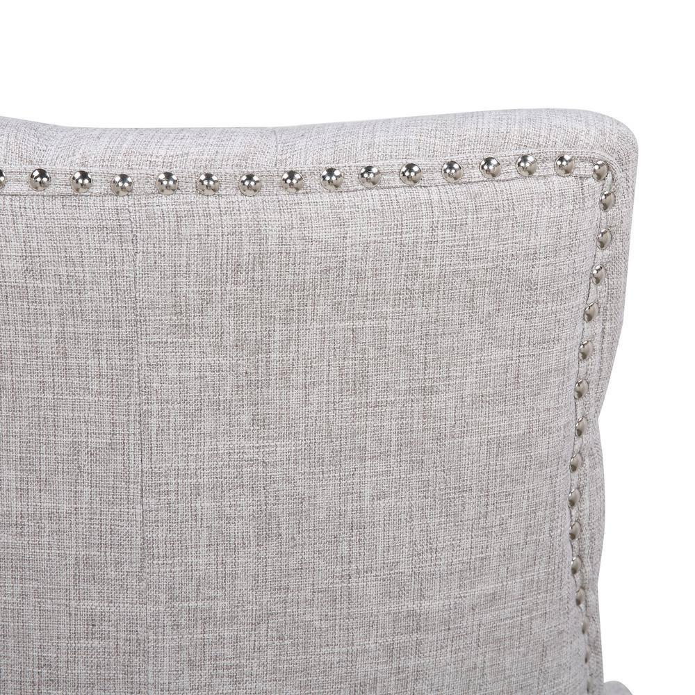 Polytrends Grandview Tufted Upholstered Linen Fabric Dining Chair Dining Chairs Light Gray Rubberwood Tufted,Nailheads Modern & Contemporary