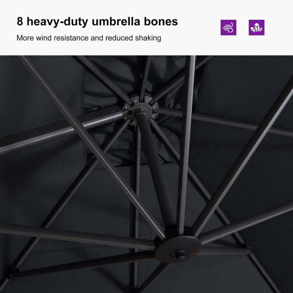 PURPLE LEAF 8 Feet Patio Umbrella Outdoor Cantilever Square Umbrella Aluminum Offset Umbrella with 360-degree Rotation for Garden Deck Pool Patio, Light Grey