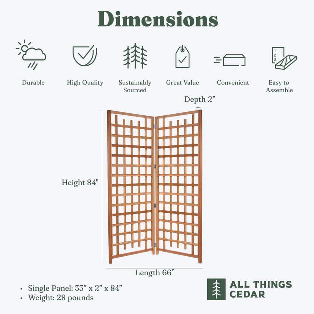 All Things Cedar 2-Piece" Outdoor Single Trellis Handcrafted for Climbing Plants with Snug-Fitting Parts and Sanded Finish for Patio Privacy Screens
