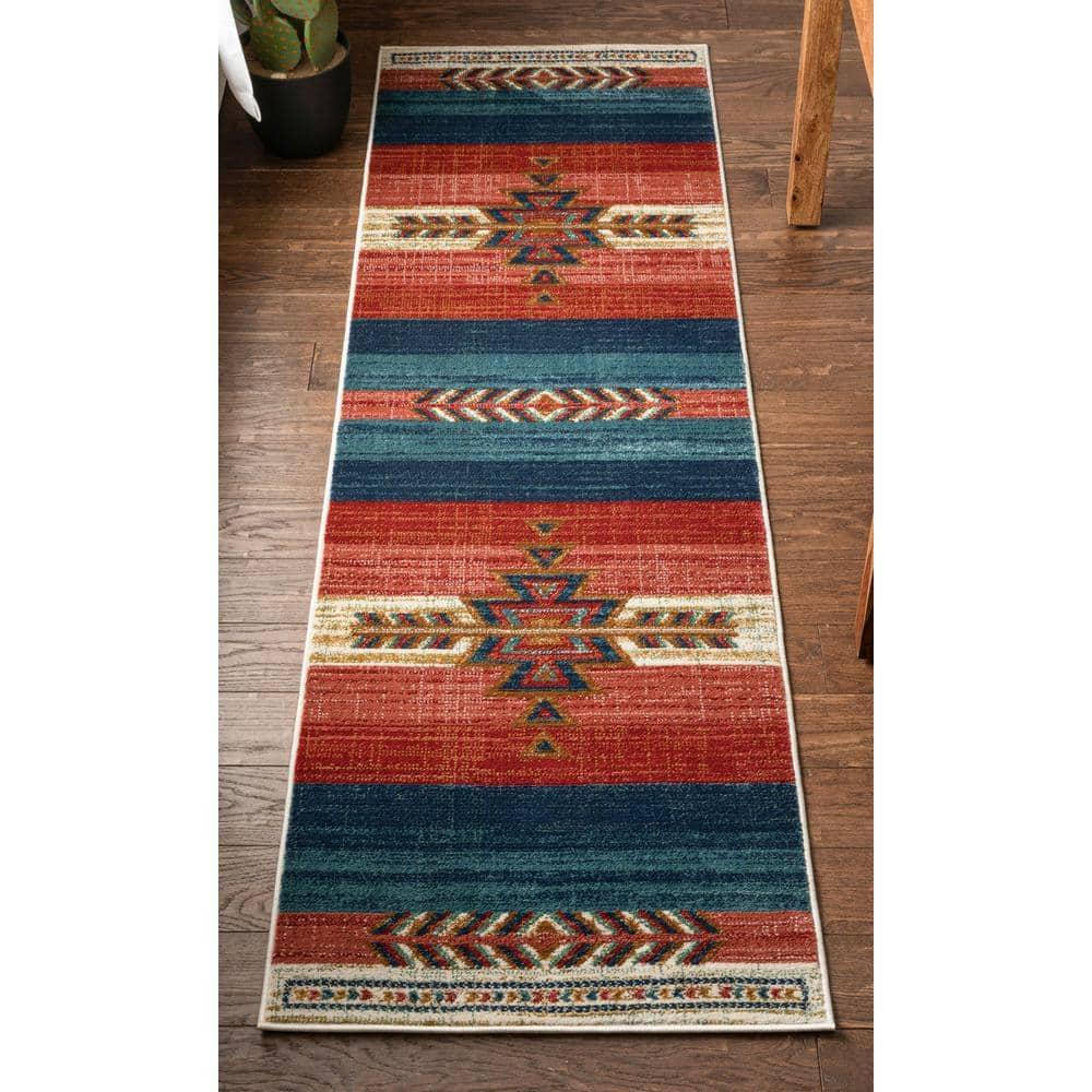 Union Rustic Crimson Southwestern Medallion Tribal Pattern Area Rug