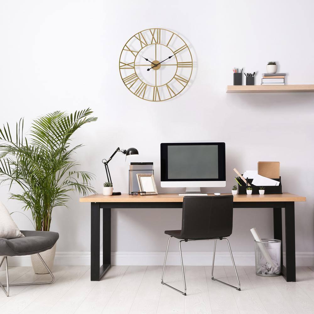 GGI International Large Decorative Wall Clock 16" - Roman Numeral Modern Home Decor Gold