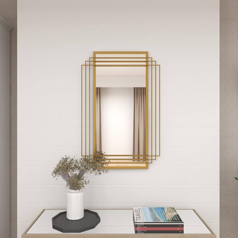 CosmoLiving by Cosmopolitan CosmoLiving by Cosmopolitan Gold Metal Geometric Wall Mirror