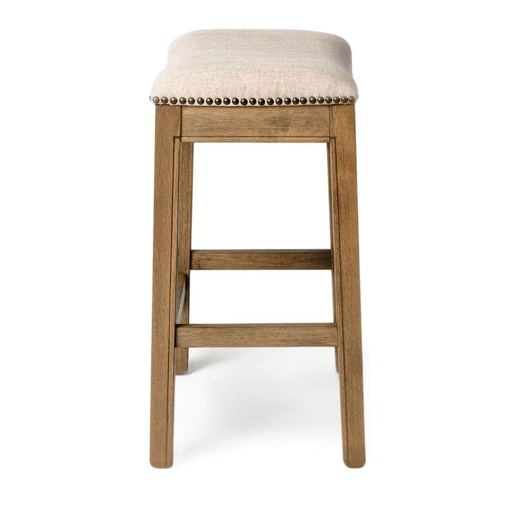 Maven Lane Maven Lane Adrien Backless Saddle Kitchen Stool with Fabric Upholstery
