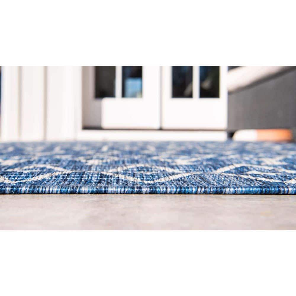 Unique Loom 8' 0 x 11' 4 Rectangle Indoor/Outdoor Trellis Blue Area Rug