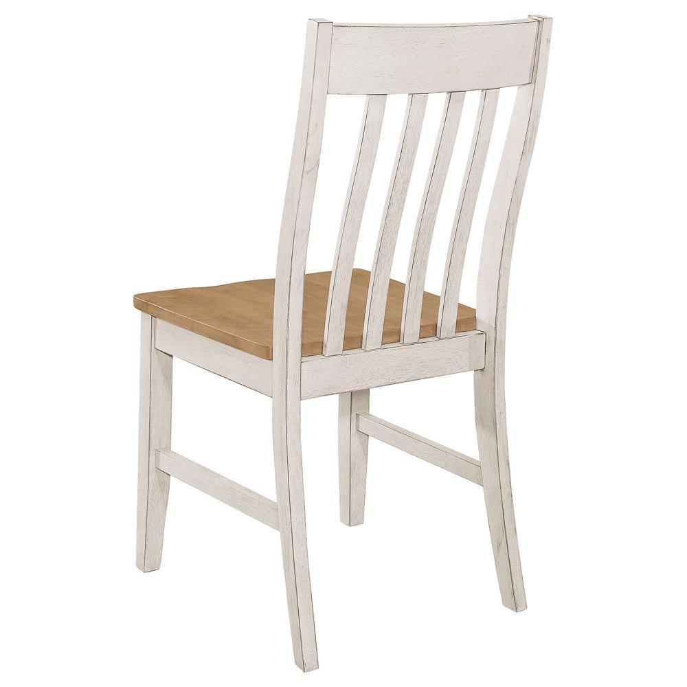 Coaster Kirby Wood Slat Back Side Chair Natural and Rustic Off White