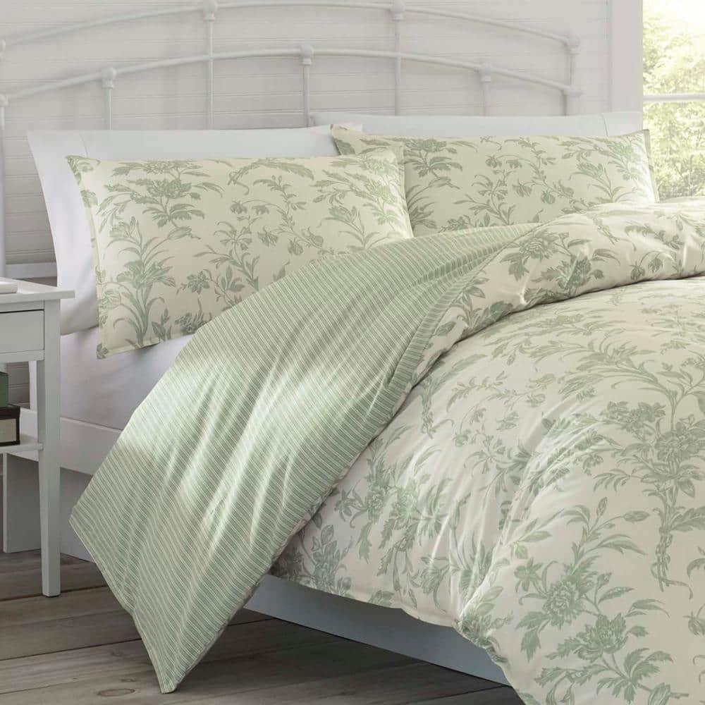 Laura Ashley Laura Ashley Natalie Green Floral Cotton Comforter Bonus Set