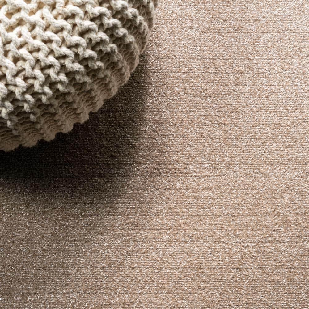 8'x10' Haze Solid Low-Pile Area Rug, Beige - JONATHAN Y