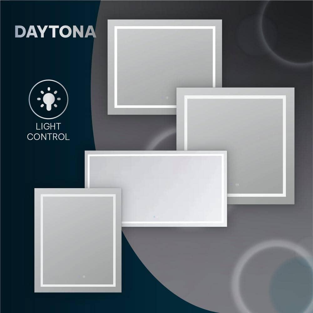 AQUADOM AQUADOM Daytona LED Wall-Mount Mirror for Bathroom with 3 Color Lighting, Touch Control, Dimmer and Defogger, Digital Clock